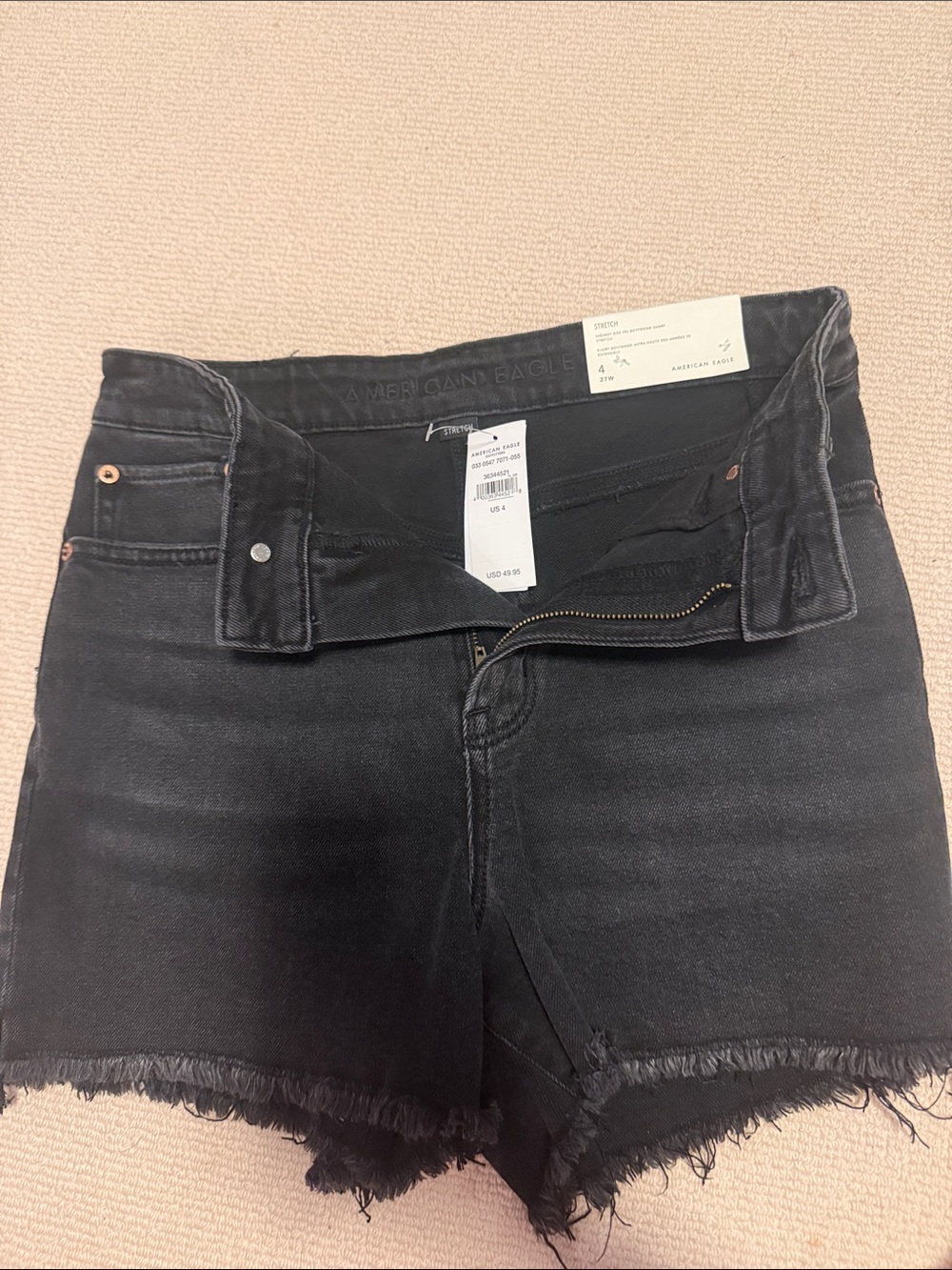 American Eagle Outfitters Black Frayed Hem Denim Shorts